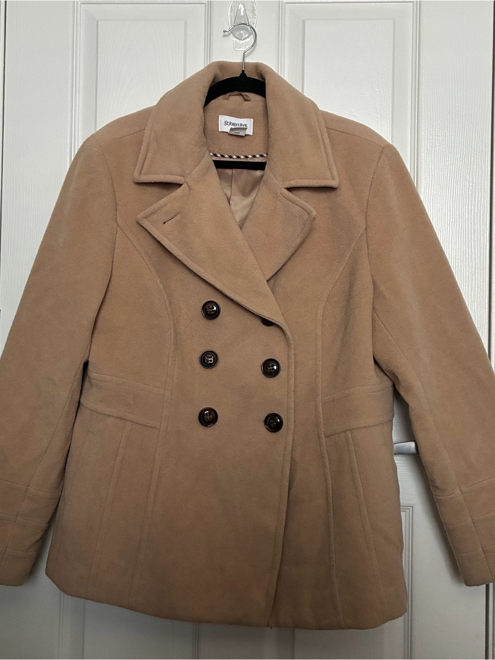 St. John's Bay Women's Double-Breasted Peacoat - Camel/Tan